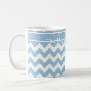 Caneca De Café Cafezinho Personalizado, Chevrons Azuis e Branco