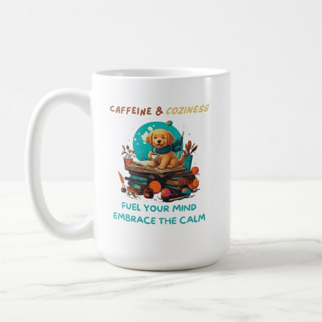Caneca De Café Caffeine & Coziness Golden Retriever Book (Esquerda)