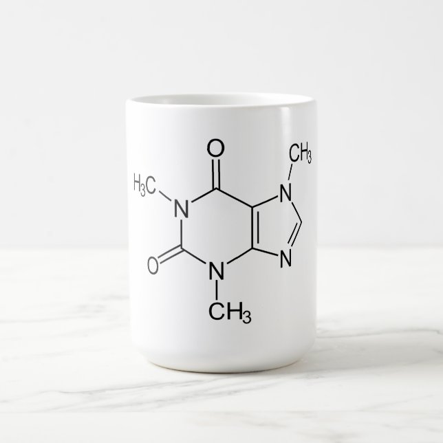 Caneca De Café Caffeine Molecule Chemistry Átomos de café (Centro)