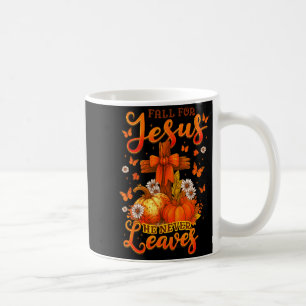 Caneca De Café Caia Por Jesus Ele Nunca Deixa Cruz Fé Abóbora