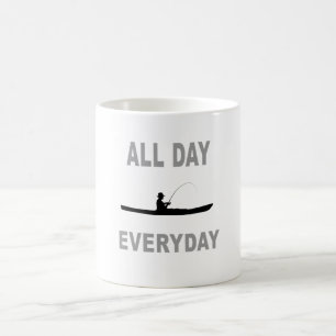 Caneca De Café Caiaque que pesca o dia inteiro diário