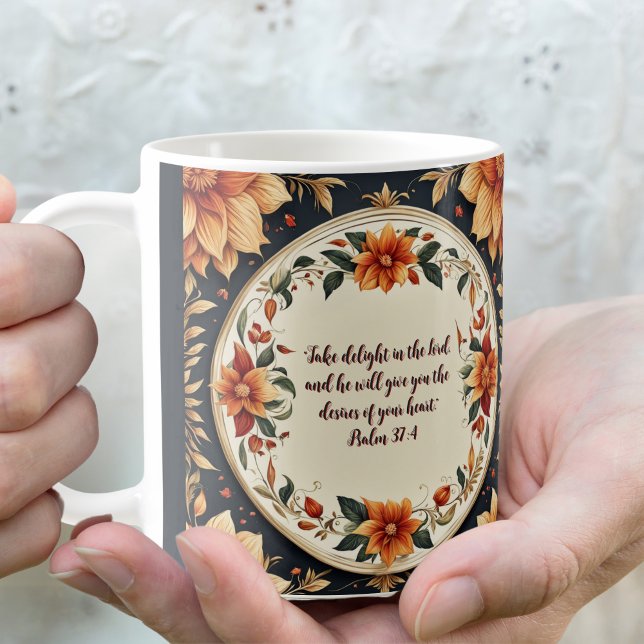 Caneca De Café Cair Quadro de Flor Personalizável Verso (Criador carregado)