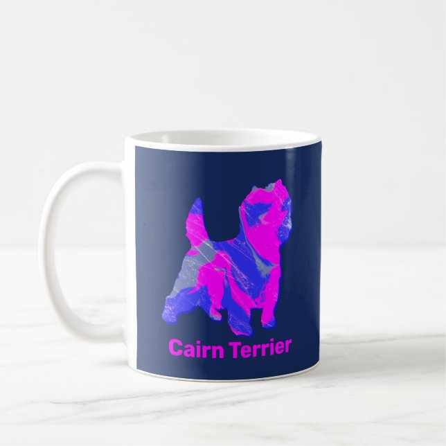 Caneca De Café Cairn Terrier Dog Rosa Quente e Azul (Esquerda)