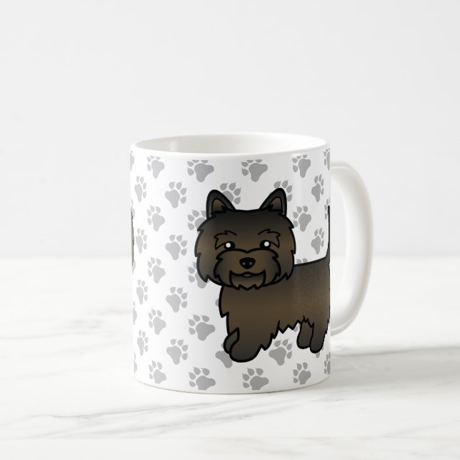 Caneca De Café Cairn Terrier Marrom Escuro Listrado Cachorro de D (Frente Esquerda)