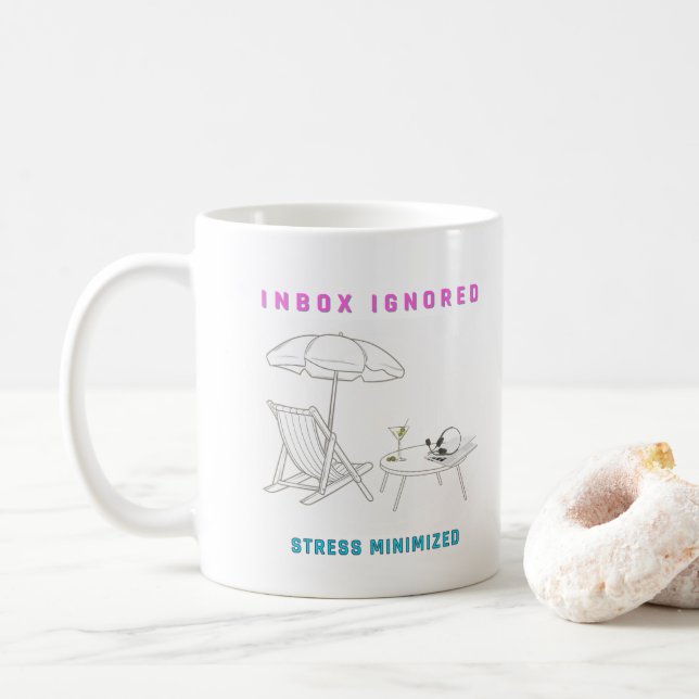 Caneca De Café Caixa de Entrada Ignorada, Estresse Minimizado (Com Donut)