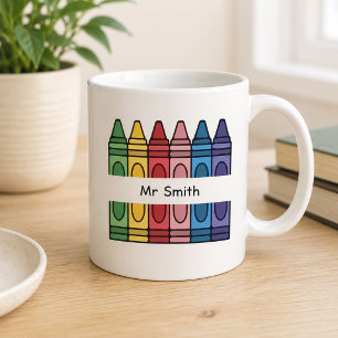 Caneca De Café Caixa de Giz Colorida do Professor Nome Dividido S