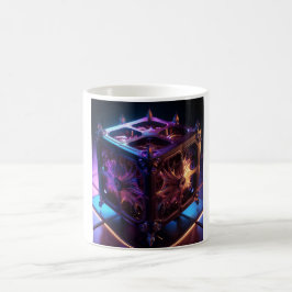 Caneca De Café Caixa de Música Reflexiva Fractal Steampunk