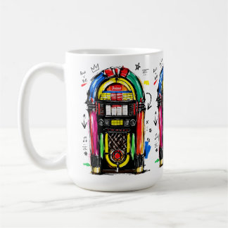 Caneca De Café Caixa de Som de Rock N Roll Arte Colorida e Retrô