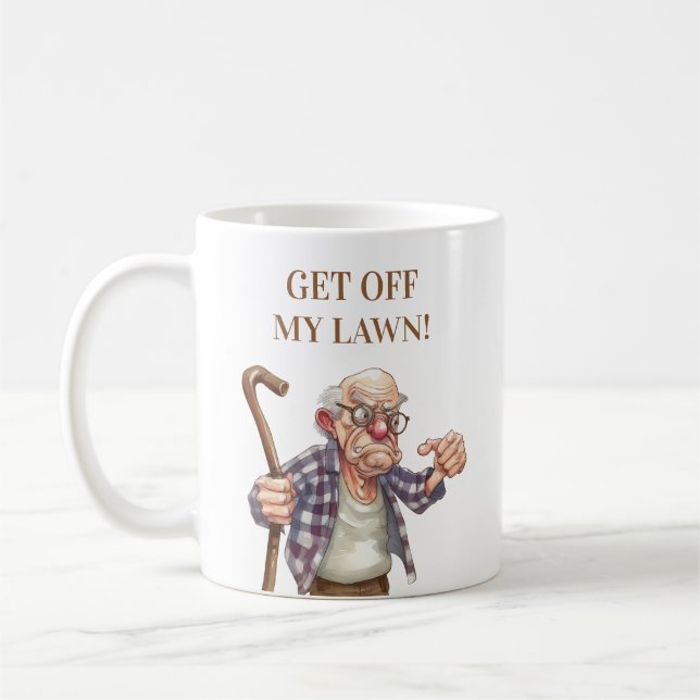 Caneca De Café Cajado de Velho Mau Homem Engraçado (Esquerda)