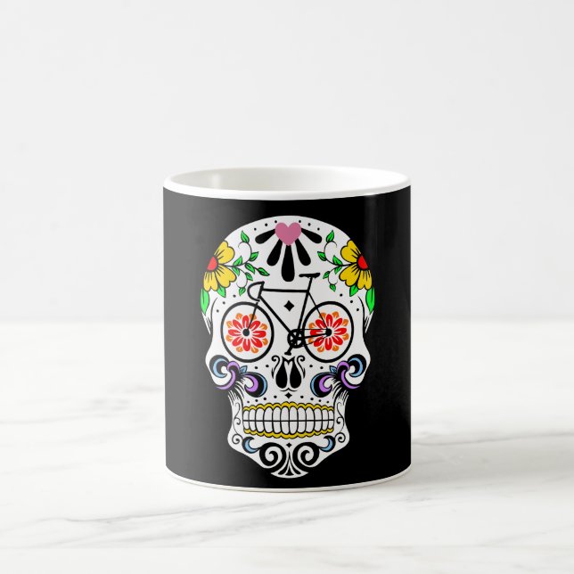 Caneca De Café Calavera - bicicleta do crânio do açúcar (Centro)