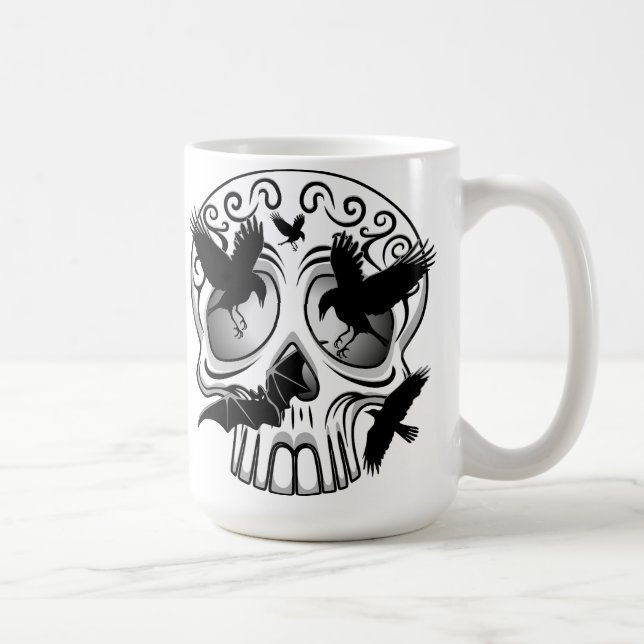 Caneca De Café Calaveras Decorativas do Halloween (Direita)