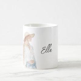 Caneca De Café Calça Jeans Feminina Loira