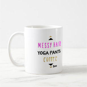 Caneca De Café Calças De Yoga Cabelo Desgrenhado Café Personaliza