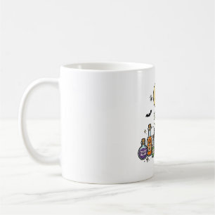 Caneca De Café Caldeirão de Poção de Gato Preto Arte de Halloween