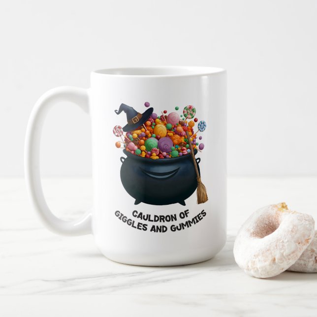 Caneca De Café Caldeirão de Risos e Gummies (Com Donut)