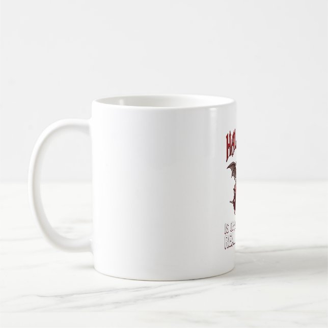 Caneca De Café Caldeirão Voador de Morcego de Halloween Bruxa Fan (Esquerda)