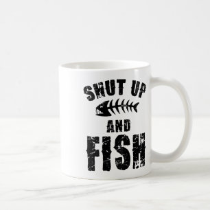 Caneca De Café Cale-se e Peixe Pescador Esquisito Divertido Amor 