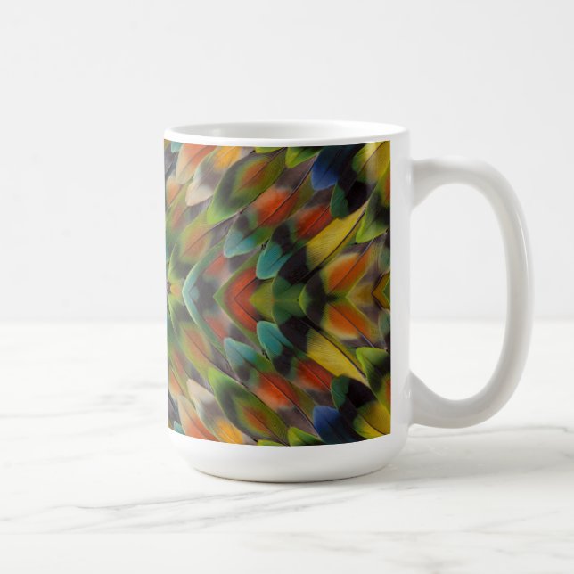 Caneca De Café caleidoscópio de penas de papagaio inseparável (Direita)