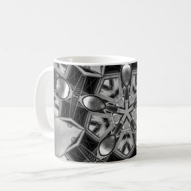 Caneca De Café Caleidoscópio estrela escura (Frente Esquerda)