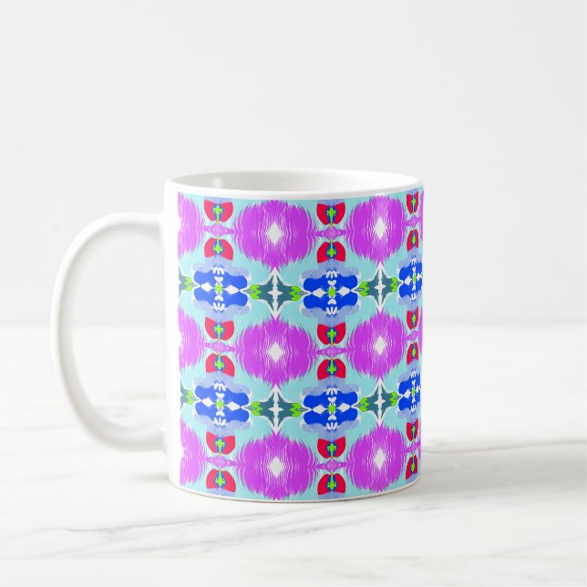 Caneca De Café Caleidoscópio Flor de Azul (Esquerda)
