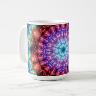 Caneca De Café Caleidoscópio vibrante Mandala Arte Colorida