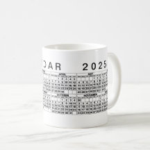 Calendário 2025 - Mug Black White
