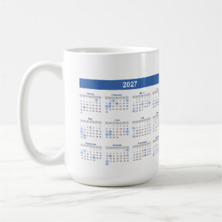 Caneca De Café Calendário Mensal 2027 Duplo Lado