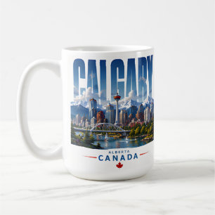Caneca De Café 🏔 Calgary Estilo Moderno de Cidade de Montanha 🏔
