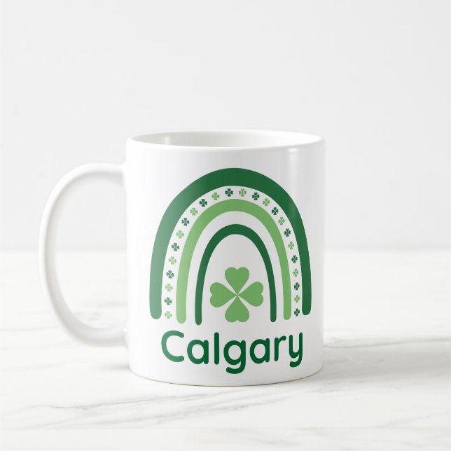 Caneca De Café Calgary Name Clover Boho Rainbow (Esquerda)