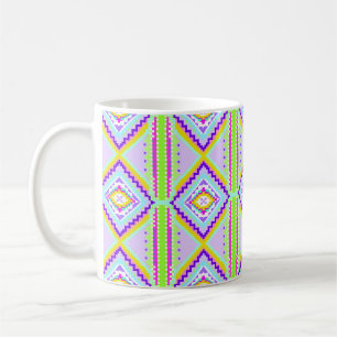 Caneca De Café Calidoscópio Sonhos Tribais Neon
