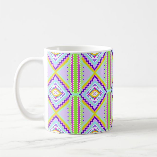 Caneca De Café Calidoscópio Sonhos Tribais Neon (Esquerda)
