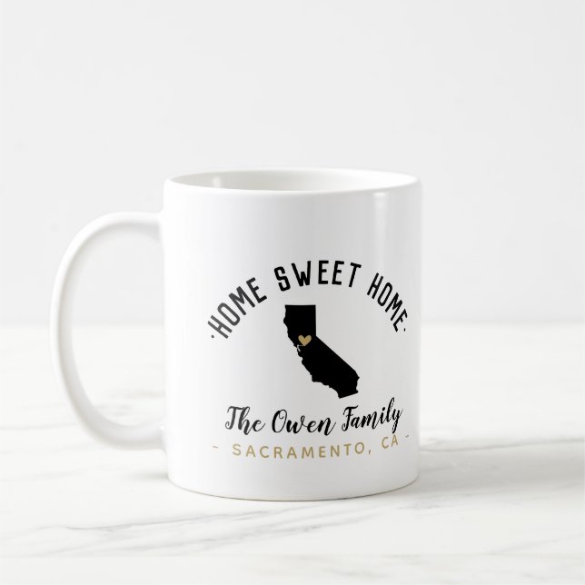 Caneca De Café California Home Sweet Home Family Monograma Mug (Esquerda)