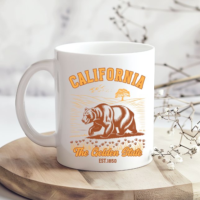 Caneca De Café California Nature Lover Gift – Retro Bear Design (Criador carregado)