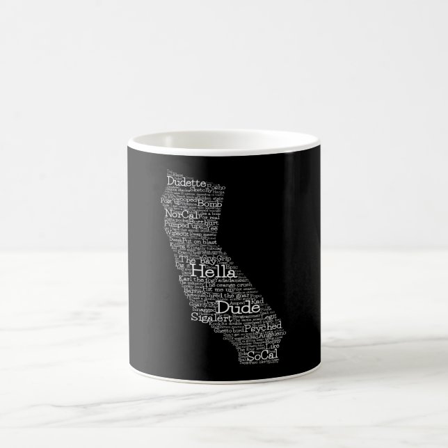 Caneca De Café California USA Slang Word Art Map Coffee Mug (Centro)