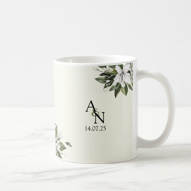 Caneca De Café Caligrafia Árabe & Aquarela Flor de Laranjeira (Direita)