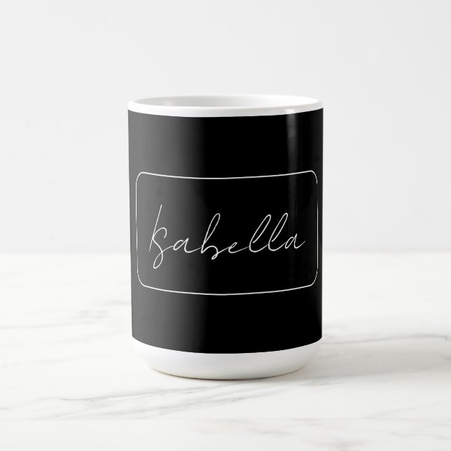 Caneca De Café Caligrafia Black White Plain Creative Modern Name (Centro)