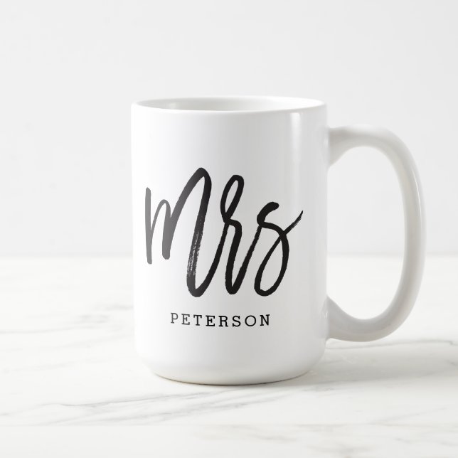 Caneca De Café Caligrafia Bruche Sra. Wedding Bride Mug (Direita)