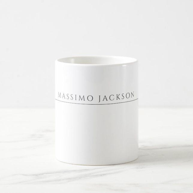 Caneca De Café Caligrafia Chic Simples Nome Próprio Preto Branco (Centro)