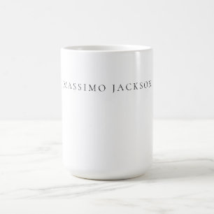 Caneca De Café Caligrafia Chic Simples Nome Próprio Preto Branco