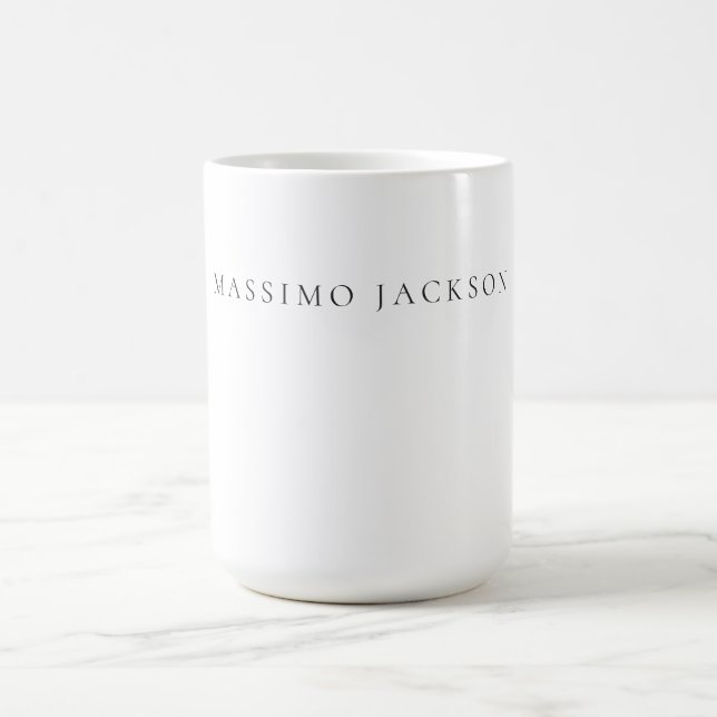 Caneca De Café Caligrafia Chic Simples Nome Próprio Preto Branco (Centro)