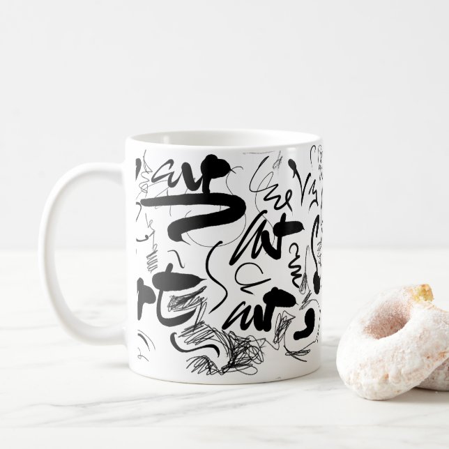 Caneca De Café Caligrafia de Arte Personalizada (Com Donut)