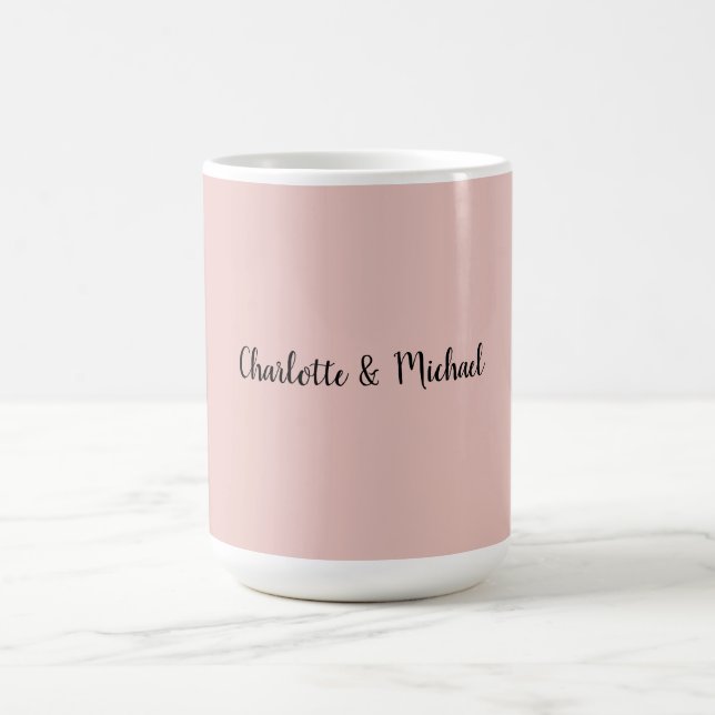 Caneca De Café Caligrafia de Casamento Rosa Dourado Elegante Nome (Centro)