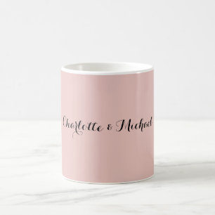 Caneca De Café Caligrafia de Casamento Rosa Dourado Elegante Nome