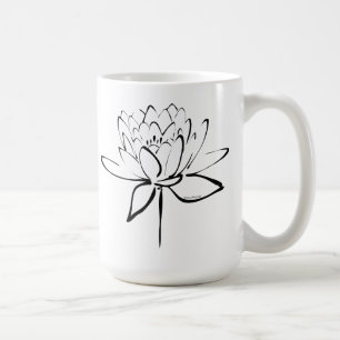 Caneca De Café Caligrafia de Lótus (Preto)