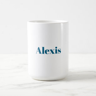Caneca De Café Caligrafia de Nome Script Simples Branco Azul