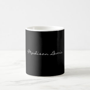 Caneca De Café Caligrafia de Nomes Pretos Simples de Script Elega