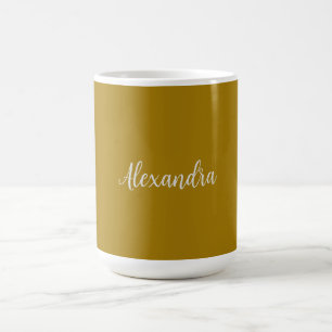 Caneca De Café Caligrafia Dourada de adição de nome minimalista a