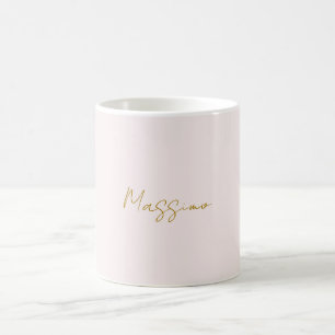 Caneca De Café Caligrafia Elegante Cor Dourada e Pastel Nome Simp