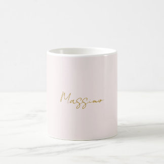 Caneca De Café Caligrafia Elegante Cor Dourada e Pastel Nome Simp
