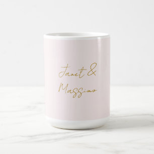 Caneca De Café Caligrafia Elegante Cor Dourada e Pastel Nome Simp